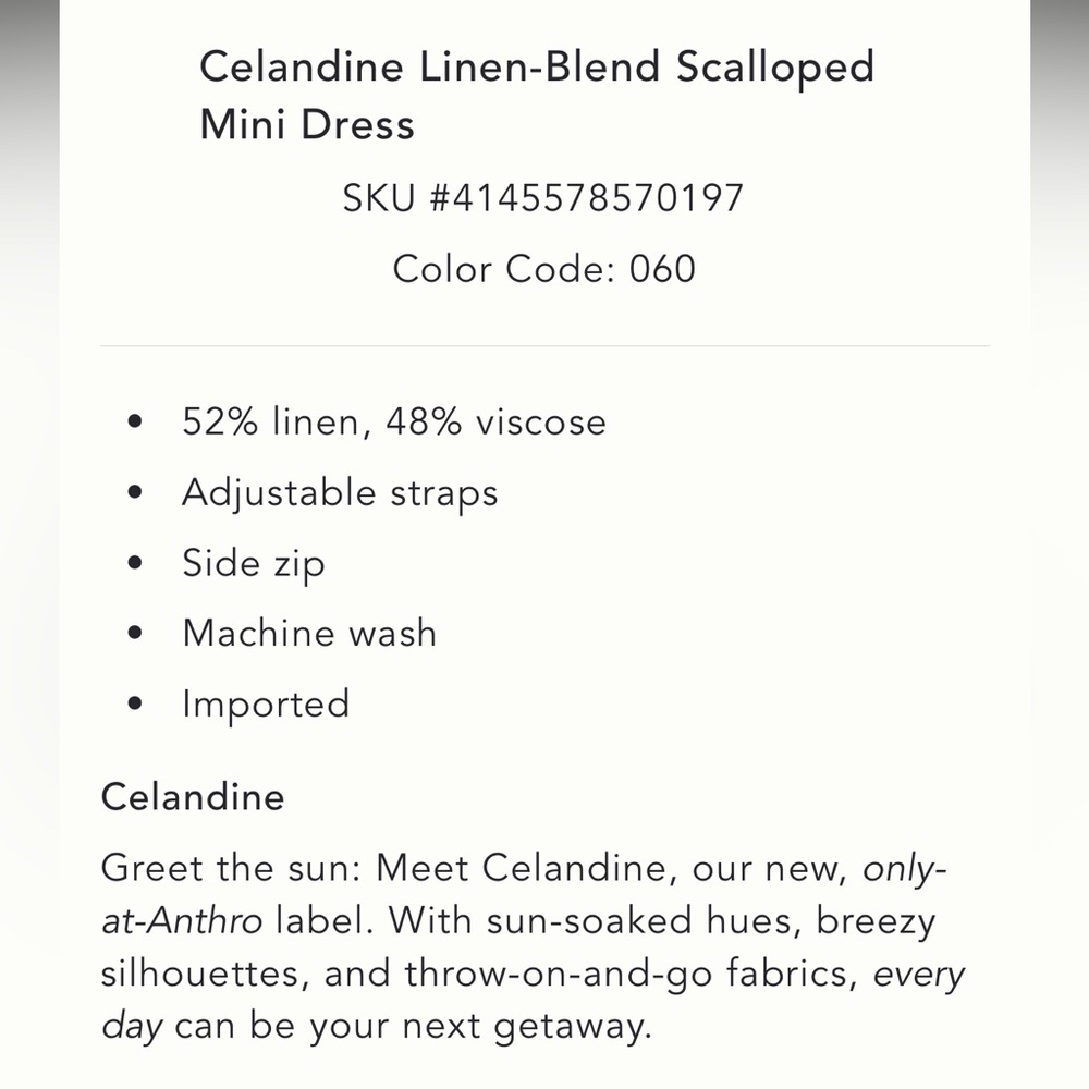 Anthropologie Celandine Linen-Blend Scalloped Mini Dress - Picture 4 of 5